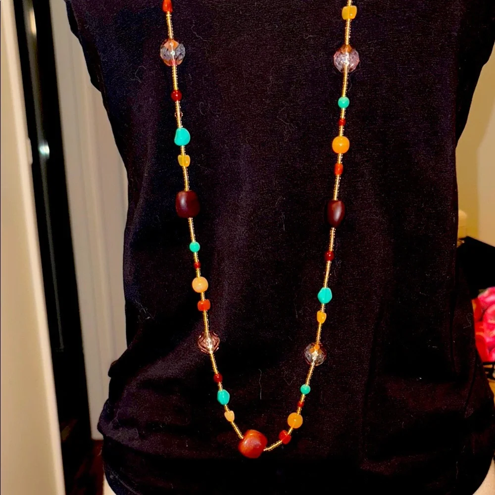 Semi precious and glass with crystal and seed bead necklace - Picture 3 of 6